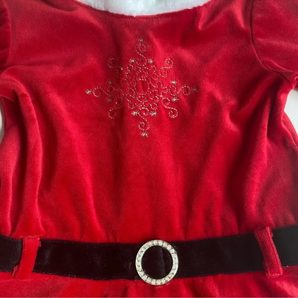 Holidays Christmas Red White Velvet Long Sleeves Infant/ Toddler Girl Dress